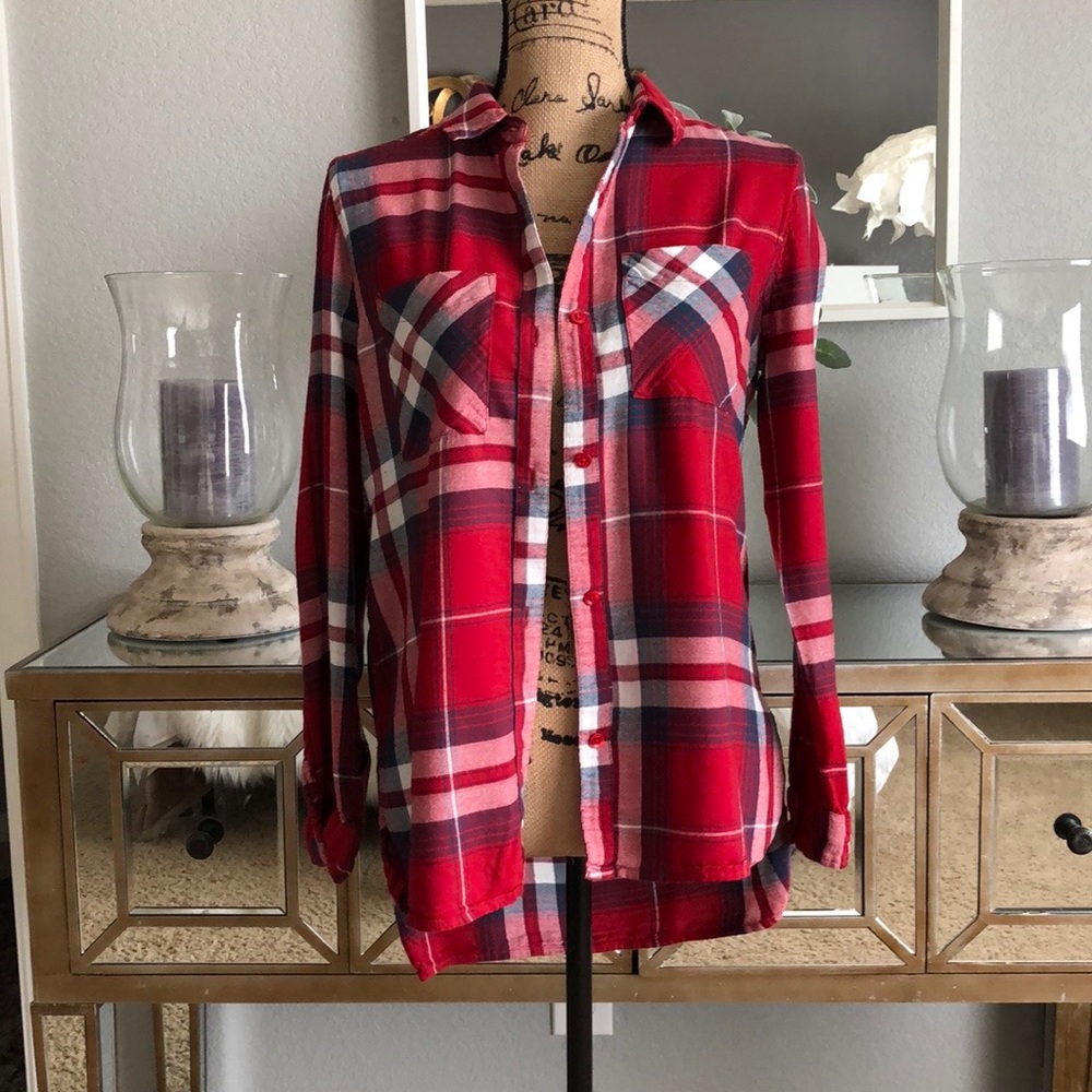 NWOT BP long sleeve Brit Nova Pattern Shirt Red - Picture 1 of 7